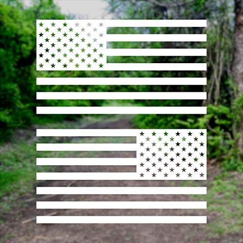 Image of American US Flag [Pick Color /Size] Vinyl Decal Sticker for Laptop /Car /Truck /Window /Bumper (7.5in Subdued Pair, Gloss White)