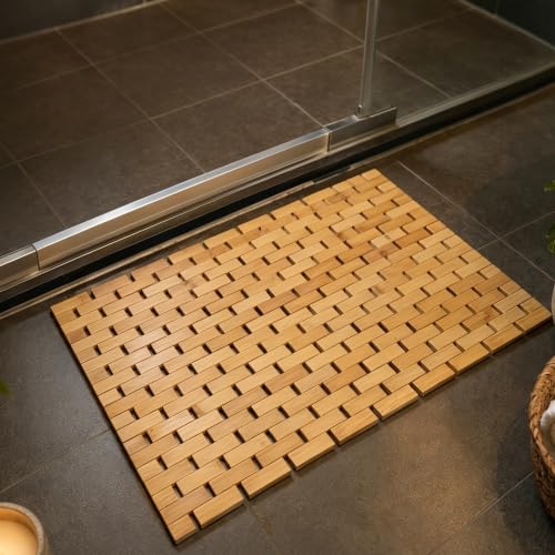HJJKKH Bath Mat Rayon Derived from Bamboo 15.7X 23.6 inches, Non Slip and Foldable Floor Shower Bath Mat for Bathroom, Bathtub, Shower, Sauna, Hot Tub by HJJKKH - Used condition - US$16.19