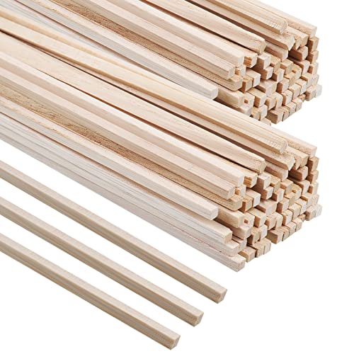 Wood Strips Balsa Square Wooden Dowels 1/8 Inch Balsa Wood Trips 12 Inch Long Hardwood Square Dowel Unfinished Wood Sticks Wooden Dowel Sticks Wooden Craft Sticks for Craft DIY Supplies (240 Pieces)