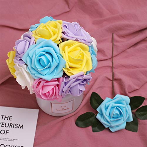 N&T Nieting Artificial Flowers, Fake Flowers Roses Perfect For Valentines Diy Wedding Bridal Bouquets Centerpieces Bridal Shower Party Home Flower Arrangement Decorations, 25Pcs, Series Color B #TOP2