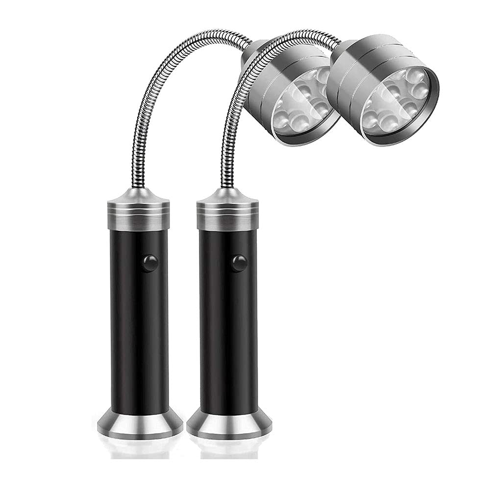 SEIWEI Juego de luces para parrilla, potente base magnética, luces LED superbrillantes para barbacoa, cuello de cisne flexible de 360 grados con caja de almacenamiento para luces de parrilla al aire