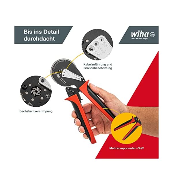Wiha Profi Crimpzange mit automatische Anpassung auf die Aderendhülsengröße 0,08 bis 16mm² (41246) I Crimpwerkzeug… – Bild 6