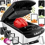 Fullstar Coupe Legumes Multifonction et Spiraliseur   Découpe en Cube   Hachoir Manuel pour Oignons Carottes Concombres Tomates Frites Pommes de Terre   Cuisine Accessoires