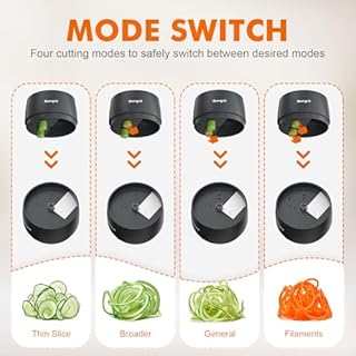 Ibergrif M522 Spiralizzatore di Verdure, Spaghetti di Zucchine Attrezzo Aggiornato Manuale Taglia Zucchine Senza BPA, Lavabile in Lavastoviglie, 4 in 1 Taglia Zucchine Spaghetti per Zucchina Cetrioli