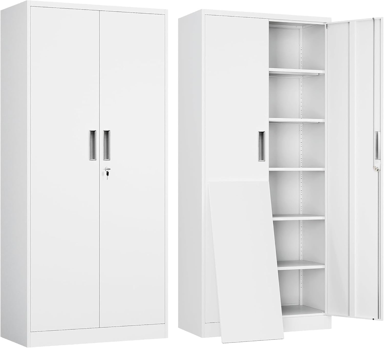 YEEZER Metal Storage Cabinet,Garage Storage Cabinet,White,180 * 80 * 40cm