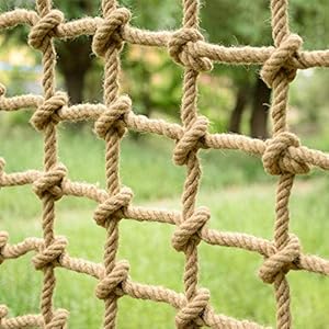 Klimnet voor Kinderen Milieuvriendelijk Henneptouwnet Klimnet voor Buitenrotswand Trainingsnet voor Binnenshuis Groot Gaas Verkrijgbaar in Meerdere Maten Dia 12mm,20cm,4 * 2M(13 * 7ft)