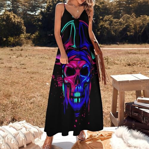 Robe maxi sans manches legere et fluide a motif crane de pirate - 2
