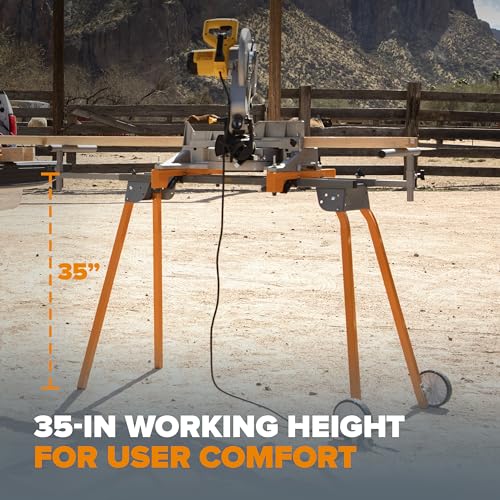 Image of BORA Portable Miter Saw Stand with Pedestal Roller - Universal Folding Work Support for Workshop Tools Compound Miter saws, Chop Saws - 500 Lb Max PM-4000B