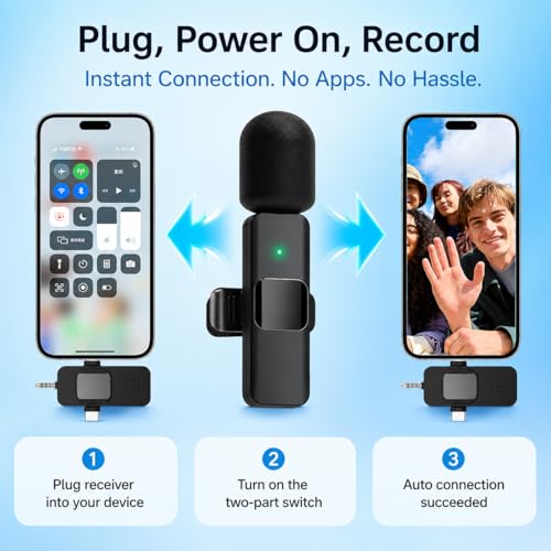 Image of K-35 3in1 (New 2026) Wireless Lavalier Microphone for iPhone, Android & DSLR Cameras, Dual Collar Mic with Noise Cancellation, LED Indicator, Podcast Recording & Live Streaming