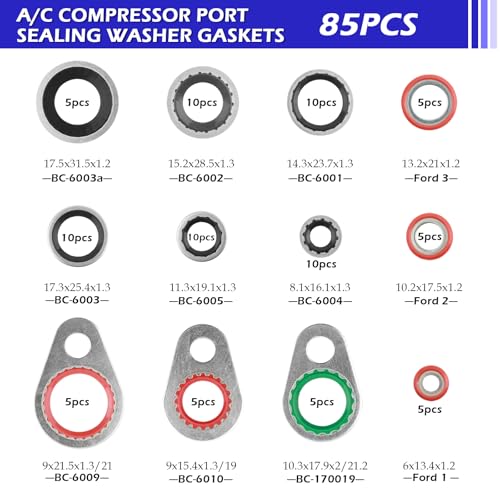 139PCS AC O Ring Kit Contains 30 Sizes,Durable A/C O Ring Assortment Kit with 54PCS Rubber Gasket & 85PCS Spacers for Seal Improvement,Professional AC Compressor Gasket Kits
