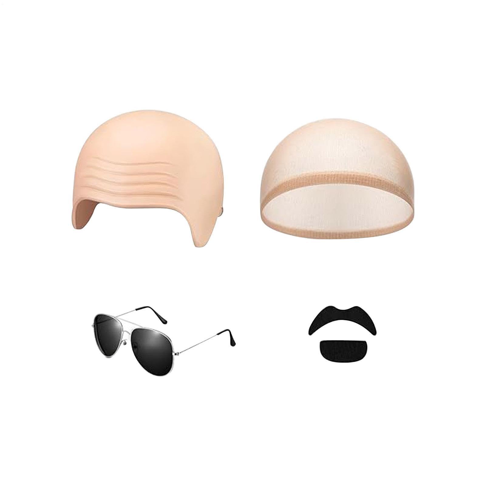 Bald Caps Kostium Halloween Cosplay Makijaż Okulary Kyjkowa Peruka Głowa Access | Łysa peruka czapki dla dorosłych kobiet mężczyzn cosplay makijaż taniec impreza