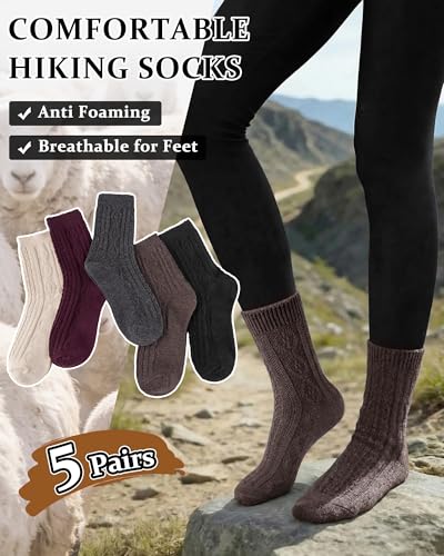 Image of Loritta Wool Socks for Women, Winter Warm Hiking Boot Socks Gifts