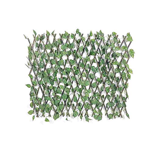 1 Treliça com Folhagem Artificial e Muro Inglês para Decoração Cor:Verde