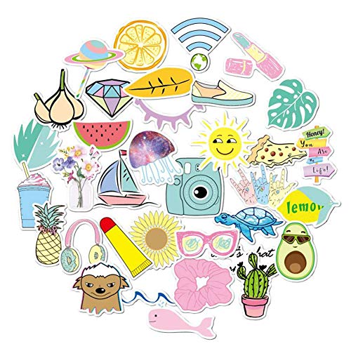 35 PCS Sunshine smile stickers for water bottles, Cute Waterproof vinyl graffiti stickers for teener Girls/decorative/Laptops/Skateboards /Cars/Motorcycles/Bikes/PS4/Cases/Snowboards/iPhones decals