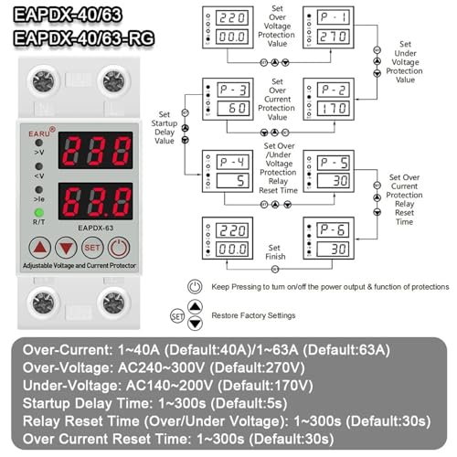 Relais de protection numérique réglable 40A haute précision CA 230V - 4