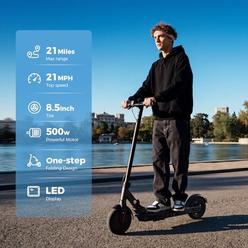 Electric Scooter Adults, 1000W/500W Motor, 28/21 Miles Max Range, 10''/8.5" Tires All Terrain, 25/20 MPH Top Speed, Lightweight Commuting E Scooter, Foldable for Adults Teens Alternate view
