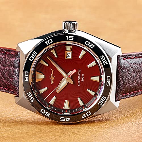 Image of Heimdallr Diver Watch for Men Stainless Steel Japan NH35A Automatic Men's Wristwatch with Leather Strap and Sapphire Crystal Watches Super C3 Luminous 20ATM Water Resistance
