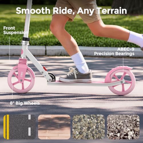 Image of WAYPLUS Kick Scooter for Ages 6+,Kid,Teens & Adults.8 Big Wheels,240lb