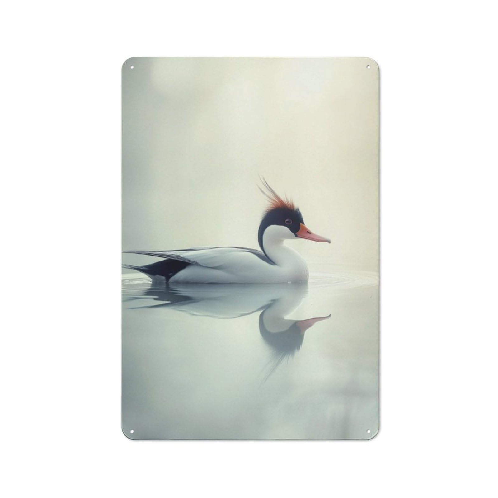 Junmoney Goosander Duck On Water Tin Wall Plaque 30X20cm With For Workshop Wall, Suited To Makers And Diy Enthusiasts