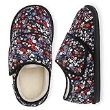 Besroad Winter Fuzzy House Slippers for Women Arthritis Edema Swollen Slippers Girls Fluffy Cozy Memory Foam Diabetic Shoes Flowers 8-9
