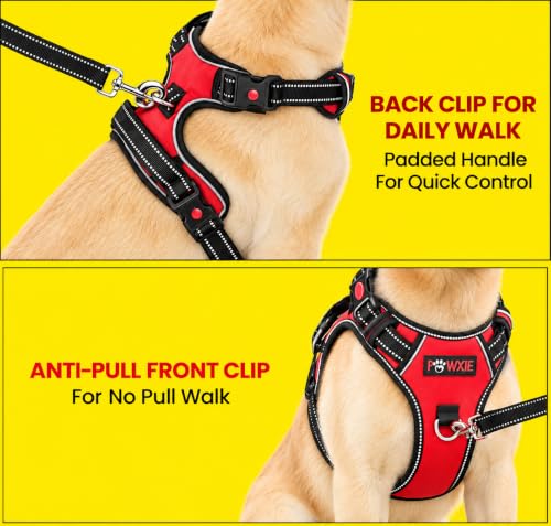 Image of No Pull Dog Chest Belt Harness, Comfortable & Adjustable Size for 14-23 Kg Dogs (Red, Medium)