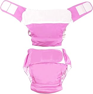 FERCAISH Reusable Adult Cloth Diaper, Washable and Waterproof Elderly Incontinence Protection Nappies Underwear with Maximum Absorbency for Adult Incontinence Care,Elderly, Pregnant, Disabled(Pink)