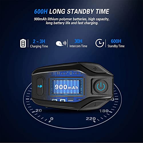 Tnicer Motorcycle Bluetooth Headset, T5 500M 2-Way Helmet Bluetooth Headset With Noise Cancellation, Motorcycle Helmet Bluetooth With Music Sharing, 3 Eq Sound Effects & Universal Pairing（1 Pack） #TOP4