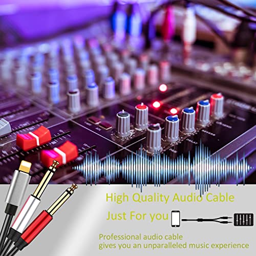 Wuserning Ios Port To 2-Male 6.35Mm (1/4 Inch) Ts Mono Stereo Y-Cable Splitter Compatible For Iphone,Ipad,Ipod,Amplifier,Mixing Console,Speaker,Etc(6.6Feet) #TOP4