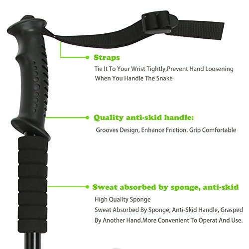 V-CHEETONG Schlangenhaken, Reptilien, Maisschlange, Kugel, Python, Klapperschlange, Handhabungswerkzeug zum Fangen, Kontrollieren oder Bewegen von Schlangen, ausziehbar (53inch Hook)