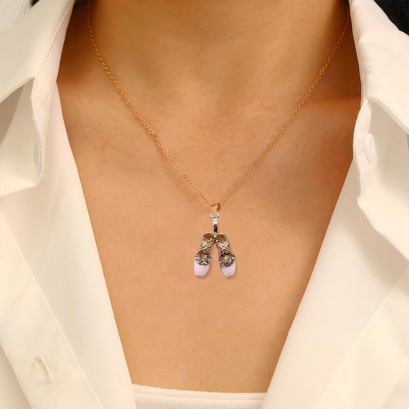 coadipress Dance Recital Gifts Ballerina Ballet Necklace for Women Dainty Cubic Zirconia Ballet Slippers Shoes Necklaces Ballets Dancer Jewelry Accessories - Image 5