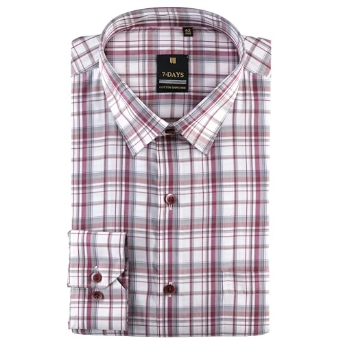 Image of 7-DAYS Men's Premium Checks Formal Shirt - Cotton Rich, Regular Fit, Full Sleeve, with Pocket, Wrinkle Resistant - Stylish Office & Everyday Wear.