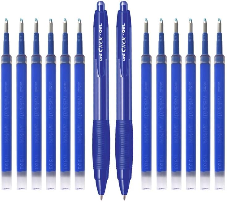 uniball Click Gel 0.7mm XSGR7 & NBGK07 Gel Pen & Refill Combo 2