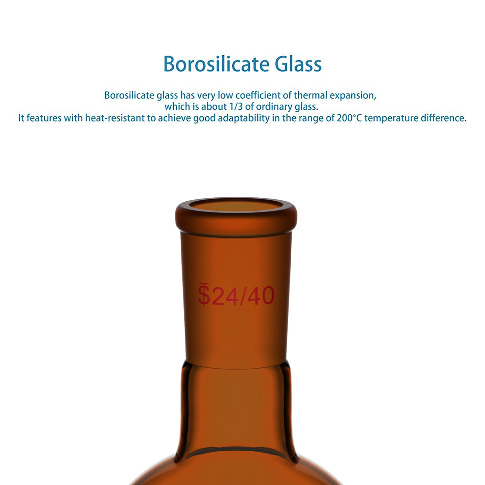 stonylab Matrazzo a Fondo Rotondo Marrone con Collo Singolo, Giunto Standard 24/40, Vetro Borosilicato Resistente al Calore e Chimica, Ideale per Riscaldamento e Distillazione, 250 ml