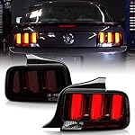 ACANII -For 2005-2009 Ford Mustang Smoked Lens w/ Red LED Tube Sequential Signal Rear Tail Lights Brake Lamps Assembly