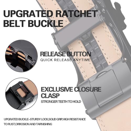 Ratchet Belts for Men 2 Pack Leather Dress Belt 1 3/8" Trim to fit in Gift Box3