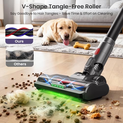 Image of Xlife Cordless Vacuum Cleaner 45KPa 550W for Pet Hair & Multi-Surface Greenlight Reveal Dust 7-Stage HEPA Filter Long Runtime Anti-Tangle Roller Adjustable Stick Lightweight