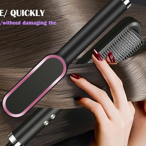 Image of arpk 3-in-1 Ceramic Hair Straightening Brush for Women | Ionic Anti-Frizz Electric Straightener Comb | 5 Heat Settings | 30 Sec Fast Heating | Anti-Scald Hair Styler for Smooth, Silky & Frizz-Free Hair