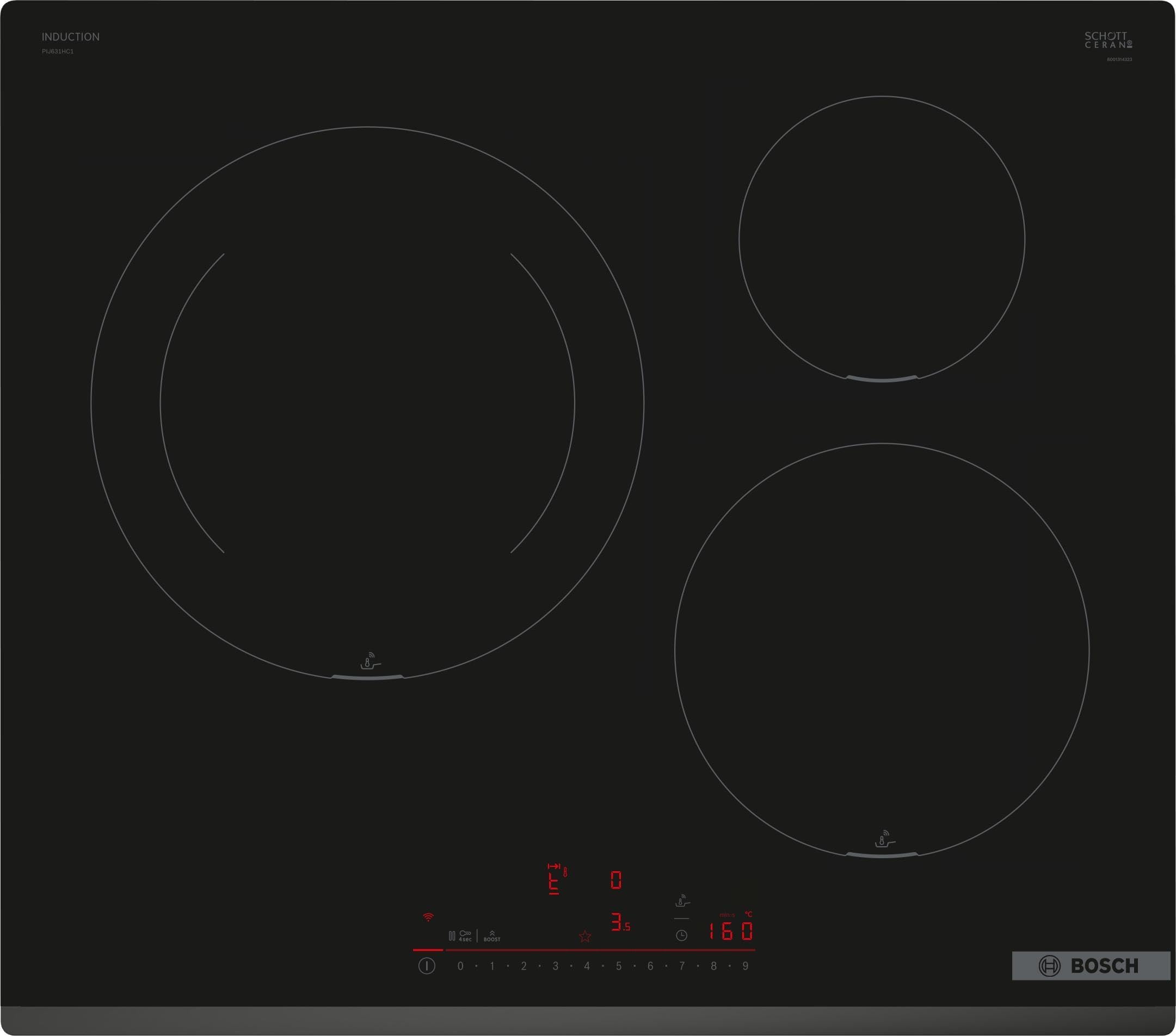 Bosch Plaque de cuisson, PIJ631HC1E, noir, 3 zonas con zona de