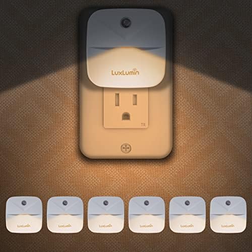 LuxLumin LED Night Light, Lights Plug into Wall with Dusk-to-Dawn Sensor, Automatically Turn on and Off,Night Light for Kids,Bedroom,Bathroom,Stairs,Warm White, 6 Packs
