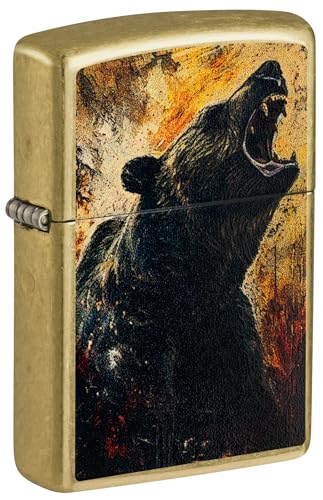 Image of Zippo Grizzly Roar Design Street Brass, Pocket Fuel Windproof Premium Lighter (BIS Certifed)