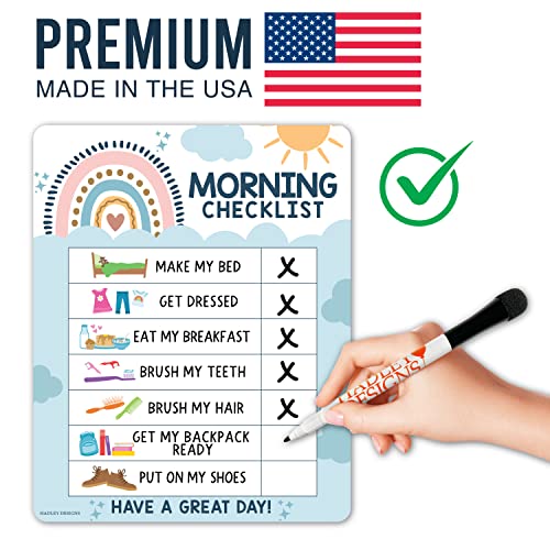 Image of Magnetic Morning & Bedtime Routine Chart for Kids - Customizable Toddler Daily Schedule Board with Dry Erase Surface, Stickers & Marker, Build Habits with Visual Checklists, Boho Theme
