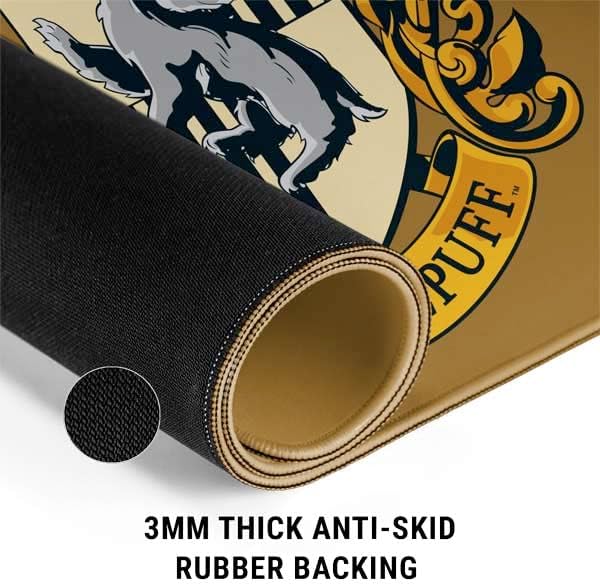 Skinit Large Gaming Mouse Pad - Officially Licensed Hufflepuff House Crest Design with Stitched Edges, Waterproof, Non-Slip Rubber Base, Desk Mat for Keyboard & Mouse, 31.5" x 11.8" inches