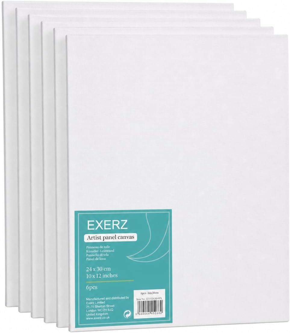 EXERZ 24X30cm Canvas Panel 3mm 6Pcs Pack 280gsm (24X30cm - 6Pcs)