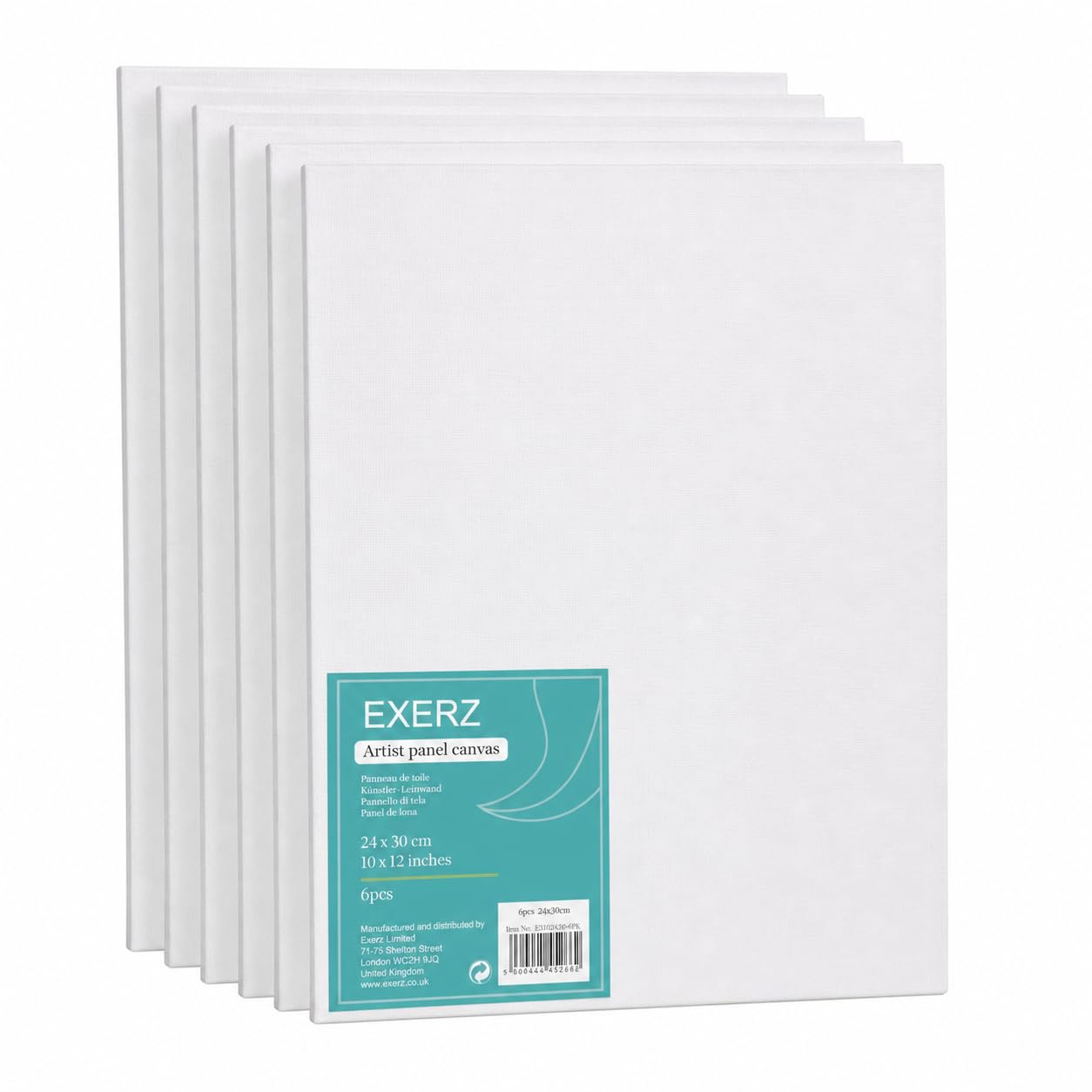 Exerz 24x30cm Canvas Panel 3mm 6pcs 280gsm 100% Cotton/Blank Artist Canvas Board/Triple Primed/Acid Free/Medium Grain - Oil & Acrylic