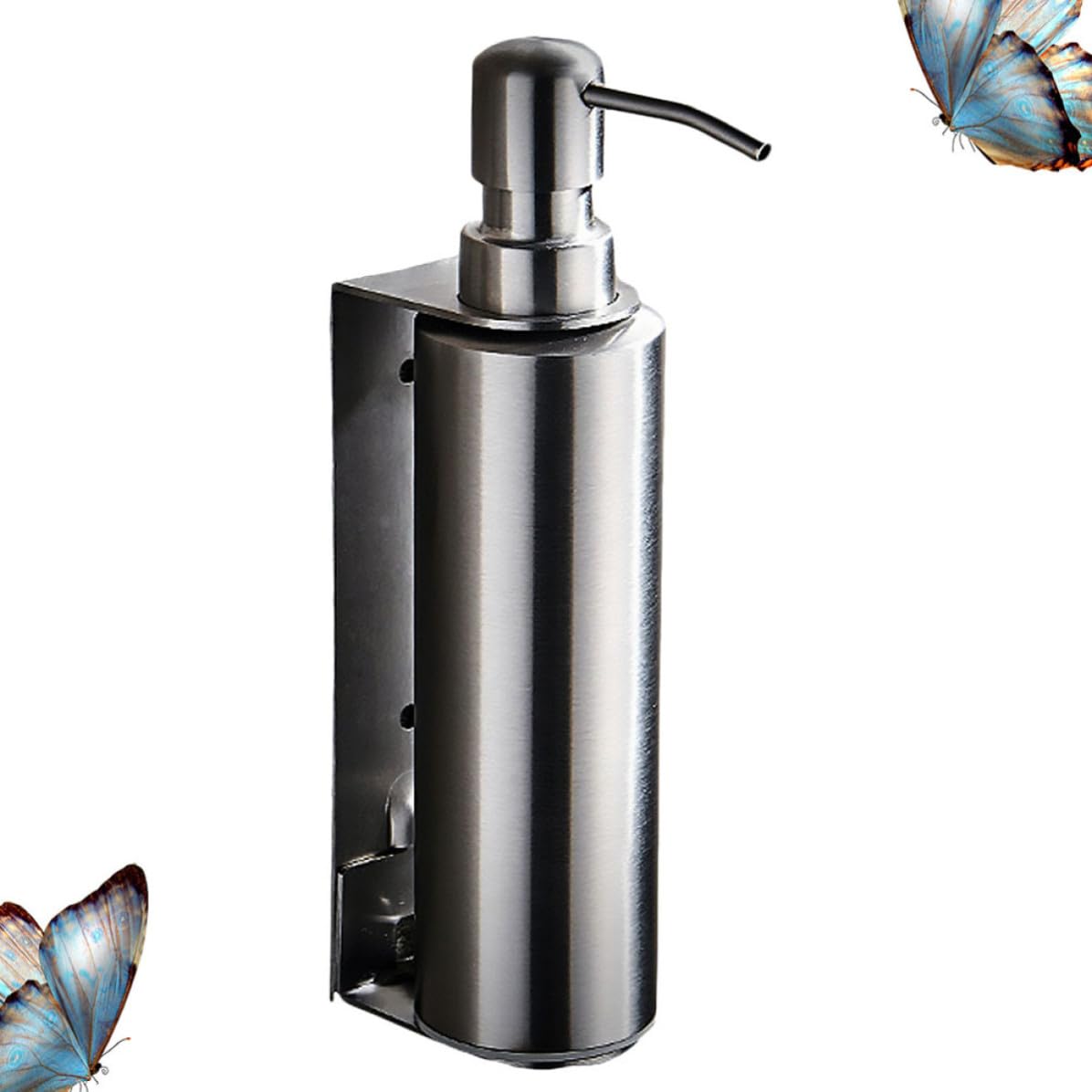 TEHAUX Dispensador de Jabón de Acero Inoxidable Plata Montado en Pared, Dispensador de Gel y Champú, para Loción y Emulsión, Uso Doméstico, Baño y Ducha