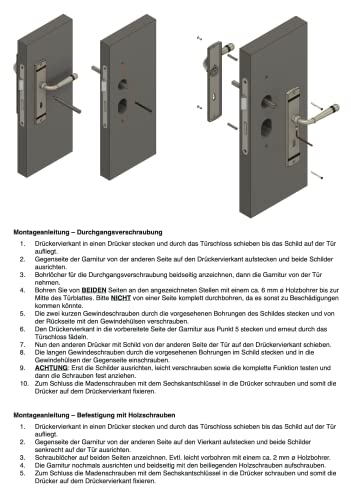 Beschläge Hamburg | Türgriff Türbeschlag | EMILY ART 70-09 MPC BB | Türklinke mit Buntbart Langschild 45 x 235 mm für Zimmertüren | Drückergarnitur/Türdrücker für Innentüren | in Chrom poliert