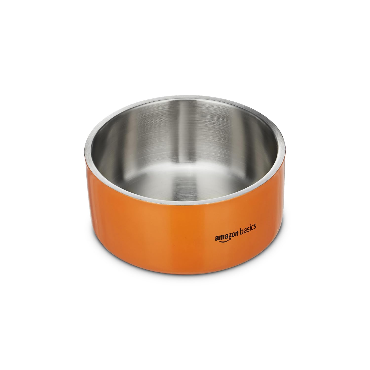 Amazon Basics Quintessential Double-Walled Stainless Steel Premium Pet Bowl | 1200 Ml | Medium | for Dogs, Cats, and Pets | Orange