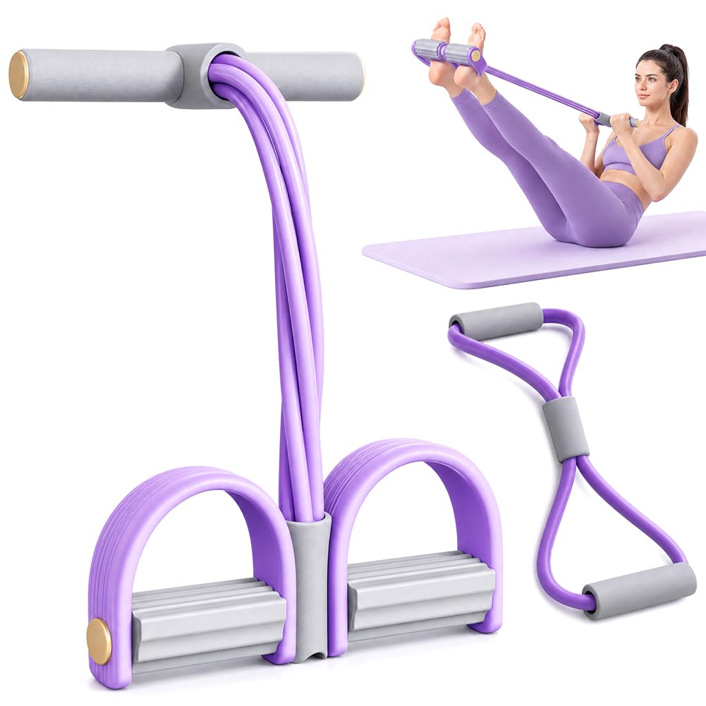 Pedal Resistance Band with Handle, Pedal Puller Resistance Rope 6-Tube Elastic Resistance Band with Pedals Puller Sit Up Pull Rope Elastic Multifunctional Leg Exerciser for Training,Fitness,Yoga