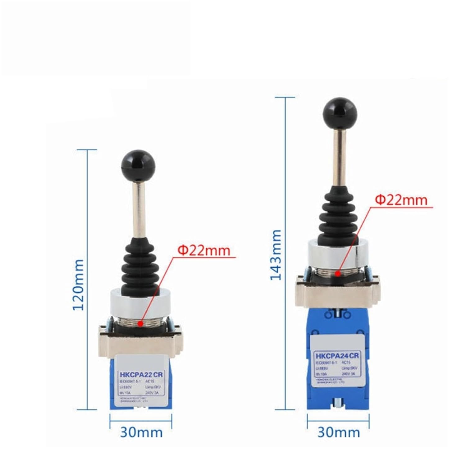 XD2 HKC Joystick Switch Monolever Rocker Cross Master 2-Way 4-Way Self-Reset Self-Locking 2NO 4NO 22mm 1Pcs(4 Way Self Reset)
