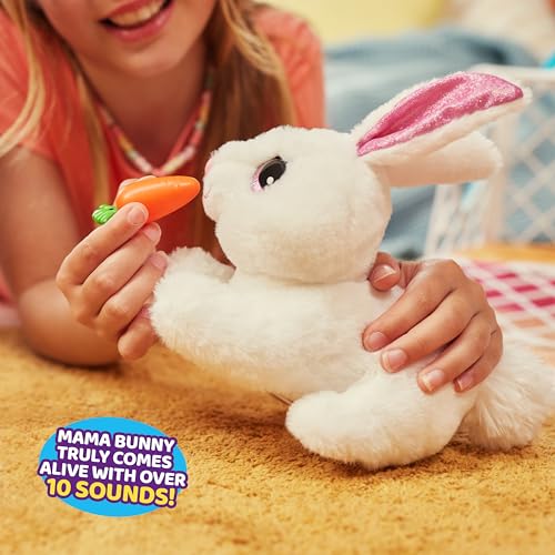 Pets Alive Mama Bunny Surprise von ZURU, realistischer, elektronischer Plüschhasen-Roboter, Überraschungsspielzeug für Kinder.